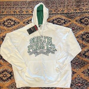 South Pole White and Green Pullover Hoodie Sweatshirt Vintage 3XL NWT